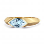 Sinine topaas markiisikujuline solitaire-s&otilde;rmus - 925 sterlingh&otilde;be kullaga kaetud (gold vermeil) 6.5