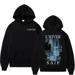 R&auml;ppar L'HIVER Saif Album 2025 Hupparid Meeste Hip Hop Fliisist Pullover Dressipluus Retro Pikkade Varrukatega &Uuml;legabariidiline Huppari Streetwear S black