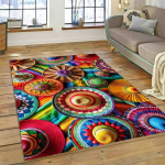 3D Etioopia V&auml;rviline Lilleline Kootud Kunstikorvid Mandala Vaip Vaip elutuppa Magamistuppa Kodukaunistus, Libisemisvastane diivanile Uksematt 80x120cm