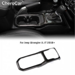 for 18+ JL JT Jeep Wrangler Gear Shift Cup Holder Panel Cover Trim Decor Carbon