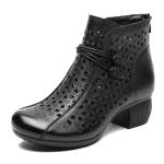 GKTINOO 2025 Suvised pahkluusaapad Ehtsad nahast kingad Naistele Keskmise kontsaga sandaalid K&uuml;lgmise lukuga saapad L&auml;bil&otilde;ikega Hingavad Mujer Zapatos 9 black