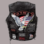Moodne Nahast mootorratturi vest Punk Vest Peidetud kanderattavest plaastritega Mootorratta jakid S must
