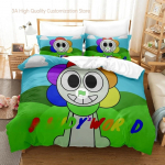 Sprunki Voodipesukomplekt &Uuml;he Inimese Twin T&auml;is Queen King Suuruses Voodikomplekt T&auml;iskasvanute Magamistuba Tekikoti Komplektid Sprunki Anime Voodikomplekt Voodi 1 EU Single(135*200cm)3pcs