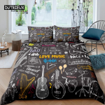 Kodu elamine Luksuslik 3D muusikakomplekt Voodipesukomplekt T&uuml;drukute tekikate komplekt Padjap&uuml;&uuml;rid Laste voodipesu komplekt Queen ja King EL/USA/AU/UK suurus EU Single(135*200cm)3pcs