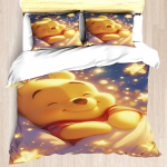 MINISO Karupoeg Puhh Tekikott Komplekt Tekk Voodipesu 3D Laste Voodipesu Komplekt 3-osaline 1 Tekikott Kuninglik Suurus EU Single(135*200cm)3pcs