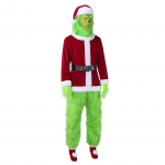 Halloweeni hitt rohelise juuksekoletis Grinch cosplay J&otilde;uluvana karvaste p&uuml;kstega &uuml;likond kost&uuml;&uuml;m M