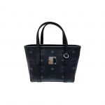 MCM Logo T&otilde;mblukuga S&uuml;nteetnahast Suur Ostukott Mini Naiste Totes Kotid Must MWPFSMT03BK001 Basic Set (Bag+Dust Bag)