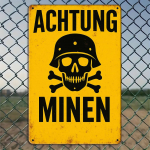 Achtung Minen metallist sildike, 20x30cm, s&otilde;jaline dekoratsioon. puhas