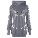 Naiste vabaaja pikkade varrukatega kapuutsiga pusa kassi stiilis 5XL hall v&auml;rv