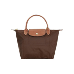 Longchamp Le Pliage Original Minimalistlik T&ouml;&ouml;le K&auml;imiseks Logo Tekstuuriga Nailonist L&otilde;uend ja Nahast Pelmeeni Kujuline T&otilde;stekott V&auml;ike Naiste T&otilde;stekotid Eebenipuu 1621089P81 Basic Set (Bag)