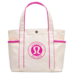 Lululemon Daily 6.5L Br&auml;ndi logo Kl&otilde;pskinnitusega Puuvillane L&otilde;uendist T&otilde;mblukuga Kotike Ostukott Mini Unisex T&otilde;mblukuga Kotike Looduslik Roosa LU9BXWS-066913 Natural & Pink