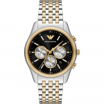 Emporio Armani Antonio Must Kahev&auml;rviline Roostevabast terasest Meeste Kvarts Kronograaf Kuup&auml;evaga AR11713 must