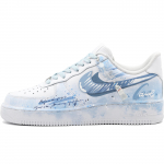 Nike Air Force 1 Box Action, Vihm P&auml;rast Tormi, Kulunud, K&auml;sitsi joonistatud veisenahast Kulumiskindel Madal top CW2288-111(Team204-) 43