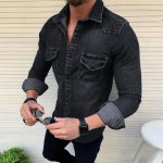 Uued S&uuml;gisesed Meeste Jakid Klassikaline Slim Vabaaja Denimjakk Pestaud Teksajakk Hip-hop Streetwear Meeste Riided L must