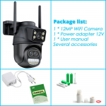 ICSEE Nutikas WIFI Turvakaamera 12MP 8K Kolme Objektiiviga PTZ 8X Suum V&auml;litingimustes 360 Traadita HD Videovalve IP-kaamerad Kodu CCTV 12MP NO SD Card valge