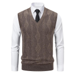 S&uuml;gis Talv Pulloverid Vestid Kampsun Mehed Soe Kudumist&ouml;&ouml; Vest Mood Smart Casual V-kaelusega Varrukateta Kudumid Pulloverid L&otilde;tv Vest XXL kohv