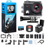 AKASO EK7000 Pro 64GB m&auml;lukaart 4K tegevuskaamera v&auml;line mikrofon pilt 40m veealune HDMI spordipult 2 x 1350mAh rikkalik kantav kaamera + kaamera, must
