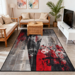Moodne abstraktne punane pl&uuml;&uuml;sist elutoa vaip Kaunistus Magamistoa voodi k&otilde;rval libisemiskindel vaip Suur pindala Lihtne puhastada Pehmed p&otilde;randamatid 120cm x 160cm