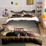 Punane traktorip&otilde;llundus p&auml;ikeseloojangul Prindi Pehme mugav tekikott Voodipesukomplekt Sisaldab 1*Tekikott 2*Padjap&uuml;&uuml;ri Luksuslik kingitus EU Twin 135X200cm&set