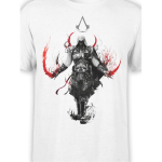 Assassin'S Brotherhood Graafiline T-s&auml;rk - Valge T-s&auml;rk Punaste Aktsentidega - Pehme Hingav Kangas M&auml;ngimiseks, Cosplayks ja Vabaaja kandmiseks - Unisex L&uuml;hikeste Varrukatega 5XL must