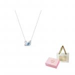 Swarovski roodiumiga kaetud, kunstkristallkivist luige kaelakeed naistele sinine F-Pink Double-Open Magnetic Gift Box And Gift Bag sinine