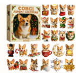 Coigi advendikalender 2026, 24 p&auml;eva loendur koos armsate Corgi miniehetega, koerateemaline j&otilde;ulukaunistuste komplekt kodu kaunistamiseks beige