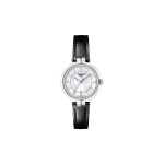 Tissot Flamingo Seeria Kvartsmehhanism Veekindel Kuup&auml;evan&auml;idik Moodne Kell 30 mm Valge sihver Roostevabast terasest korpus Nahkrihm T094.210.16.111.00 Regular Watch Box,White Dial
