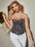 Uus saabumine 2024 Naiste Vintage Korsett Suur Suurus K&otilde;rge L&auml;ikiva Litritega V&ouml;&ouml;d Kitsendav Kehakuju Hoidja Bustier 5 XL must