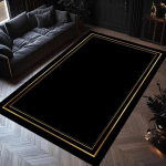 Kaasaegne must-kuldne piirkonnamatt Minimalistliku raamiga vaip Luksuslik elegantne p&otilde;randamatt Digitaalselt tr&uuml;kitud Glamuurne kodu dekoratsioon 120X160CM