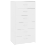6 sahtliga k&otilde;rvalkapp valge 50 x 34 x 96 cm puitlaastplaat