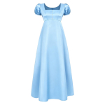 Naiste Retro Regency Maksipikk Kleit Ruudukujuline Kaelus Faux P&auml;rlite Kaunistus Puhvvarrukas Satiinist Pikk Kleit XXL
