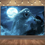 Halloweeni &otilde;udusp&otilde;hine kummituse taustakangas: Kummitused l&auml;henevad, luues k&otilde;ige kohutavama piduliku atmosf&auml;&auml;ri! 82.7x59inch/210*150cm