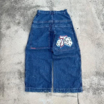 Meeste Y2K &Uuml;legabariidilised Sirge L&otilde;ikega Teksap&uuml;ksid Vintage Streetwear L&otilde;dvad Puuvillased P&uuml;ksid Noortele Large blue