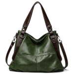 Naiste vintage PU-nahast hobo-tote kott, suur mahutavus, kontrastne rihm, &otilde;lakott/k&auml;ekott, eemaldatav crossbody-rihm, vabaaja rahakott t&ouml;&ouml;ks, igap&auml;evaseks kasutamiseks, v&auml;litingimustes tumeroheline v&auml;rv