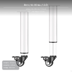 Reguleeritavad M&ouml;&ouml;blirattad Pidurdiga, Vaikselt Rulluv Lauaalus Must 1416cm White 46-80cm