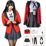 Anime Kakegurui Jabami Yumeko Cosplay Kost&uuml;&uuml;m Halloween Sayaka Kompulsiivne M&auml;ngur Jaapani Koolit&uuml;drukud JK &Uuml;htne Halloween Cos S must