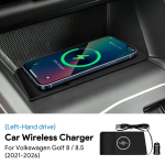 Volkswagen Golf 8 8.5 -2026  2024 2025 Autole Traadita Laadimishoidik Mobiiltelefoni Laadija PVC Matt Vasakpoolse Rooliga 15W left hand drive only gray