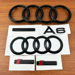 AUDI A6 2012-2017 jaoks ABS 4R&otilde;ngaga Logo Auto Kapott Esimene iluv&otilde;re Tagumine Pagasiruum Embleem L&auml;ikiv Must Kleebis Sline Quattro Lisatarvikud