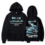 Initial D Manga Hachiroku K&auml;iguvahetus Drift Meeste Kapuutsiga S&auml;rk Anime Takumi Fujiwara Tofupood Kohaletoimetus AE86 &Uuml;lem&otilde;&otilde;duline Dressipluus Streetwear XXXL black