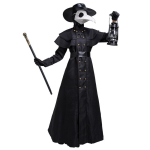 S-5XL Halloweeni t&auml;iskasvanute paarikeskus keskaegne Steampunk katkukirurgi kost&uuml;&uuml;m linnunokaga mask M black