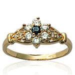 Bague Plaqu&eacute; Or 'Scarlett' saphir blanc dor&eacute; - 13x8 mm 54 sinine