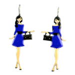 Les Tr&eacute;sors De Lily [Q1294] - Dormeuses cr&eacute;ateur 'Lilipoupettes' (poup&eacute;e mode) bleu - 50x23 mm sinine