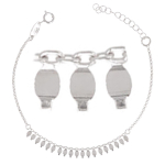 Les Tr&eacute;sors De Lily [Q8919] - Bracelet argent 'Boho' argent&eacute; (rhodi&eacute;) - 3x2 mm h&otilde;be