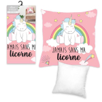 Les Tr&eacute;sors De Lily [Q5849] - Disainer padjakate 'Licorne My Unicorn' roosa (Never without my unicorn) - 40x40 cm Heleroosa