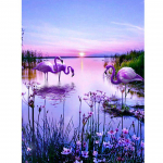 5D isetehtud teemantmaal Flamingo t&auml;iskandiline ja &uuml;mmargune teemanttikandid ristpistes 20X30CM