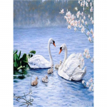 5D isetehtud teemantmaaling valge luige teemanttikandid ristpistega kodukaunistus K&auml;sitsi valmistatud kingitused Round 20x30cm