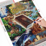 5D Teemantmaal Piibli ristpistes T&auml;isruudukujuline &uuml;mmargune teemanttikandid Mosaiik Fantaasia Jeesus Kristus Kodukaunistus Full Round (20X30CM)