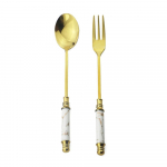 2 tk keraamilise k&auml;epidemega kahvel / lusikas komplekt puuvilja kahvel kohvi tee lusikas roostevabast terasest s&ouml;&ouml;giriistad kuldsed lauan&otilde;ud koogi kahvlid n&otilde;udepesumasinas pestav 1p cakefork + 1p teaspoon valge