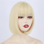 MERISIHAIR Naiste l&uuml;hikesed Bob-juuksed Heleblondid &otilde;lgade pikkused Sirge Bob-parukas tukkidega Cosplay Halloweeni parukas S&uuml;nteetilisest kiust l&uuml;hikesed juuksed
