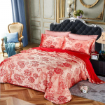 Satiin Jacquard Neljaosaline voodikomplekt Kodu voodipesu Continental Light Luxury Twin